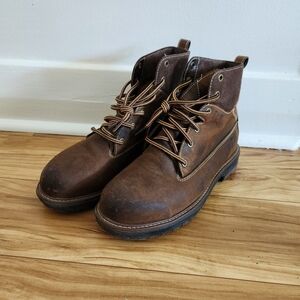 Brown Leather Timberland Steele Toe Boots